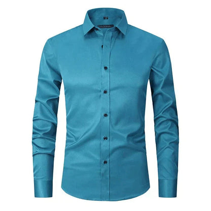 Hemd mit Knopfleiste - Langärmeliges Stretch-Hemd für Männer-Grün hellWeiß (Schwarzer Knopf)-XS-Chaps Herrenmode