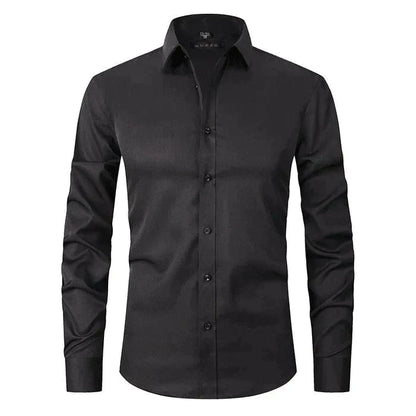 Hemd mit Knopfleiste - Langärmeliges Stretch-Hemd für Männer-Schwarz-XS-Chaps Herrenmode