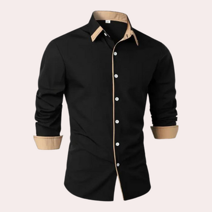 Hemd mit Knopfleiste | Lässig | Halskrause | Langarmhemd | Herrenhemd-Chaps Herrenmode