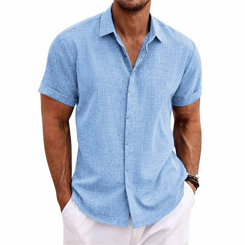 Hemd mit kurzen Ärmeln | Umlegekragen | Leichtgewicht | Hemd mit Knopfleiste | Herrenhemden-Blau-XS-Chaps Herrenmode