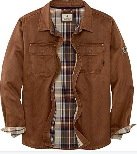 Hemdjacke - Herren Flanell gefüttertes Überhemd-Braun-M-Chaps Herrenmode