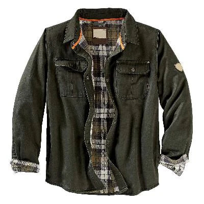 Hemdjacke - Herren Flanell gefüttertes Überhemd-Grün-M-Chaps Herrenmode