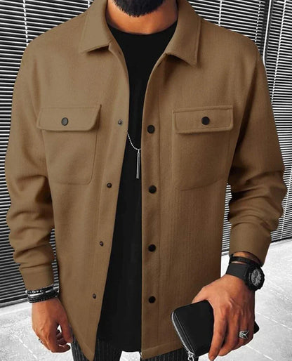 Hemdjacke - Warmes Langarm-Knopfleisten-Überhemd für Männer-Braun-XS-Chaps Herrenmode
