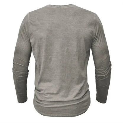 Henley-Shirt | Einfarbig | Knopfleiste am Kragen | Langärmliges T-Shirt | Herrenhemd-Chaps Herrenmode