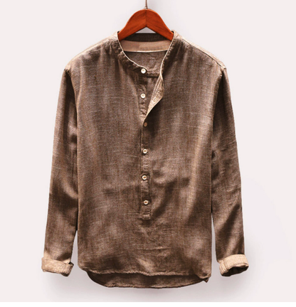 Henley-Shirt – mit Knöpfen – leicht – Langarmshirt – Herrenhemd-Khaki-S-Chaps Herrenmode