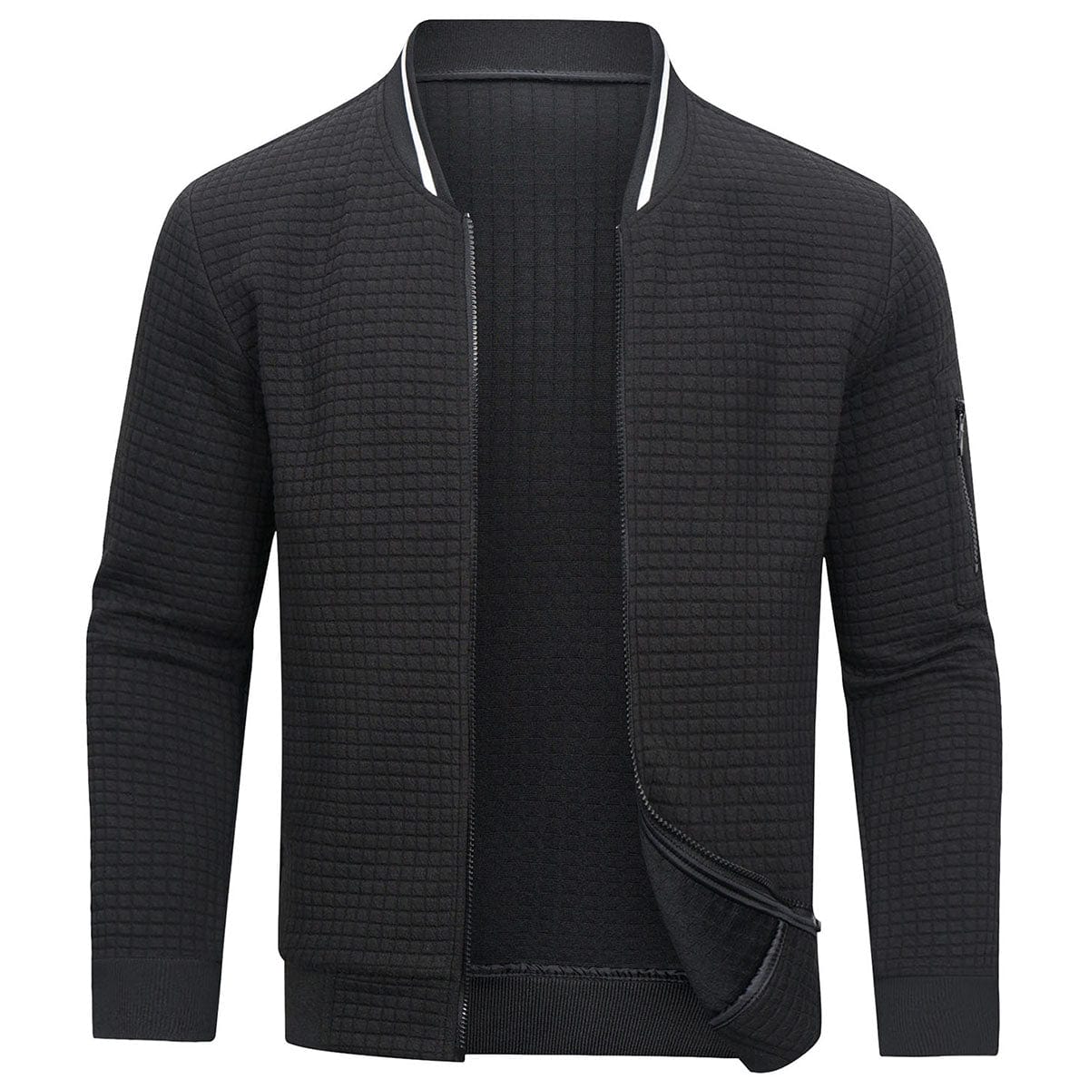 Herren-Cardigan | Langarm | Freizeitkleidung | Reißverschluss-Cardigan | Herrenbekleidung-Schwarz-XS-Chaps Herrenmode