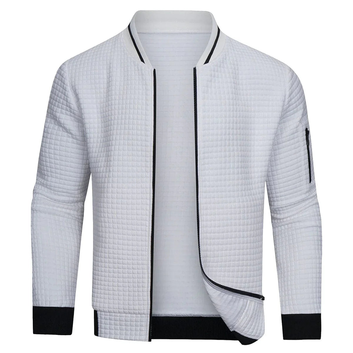 Herren-Cardigan | Langarm | Freizeitkleidung | Reißverschluss-Cardigan | Herrenbekleidung-Weiß-XS-Chaps Herrenmode