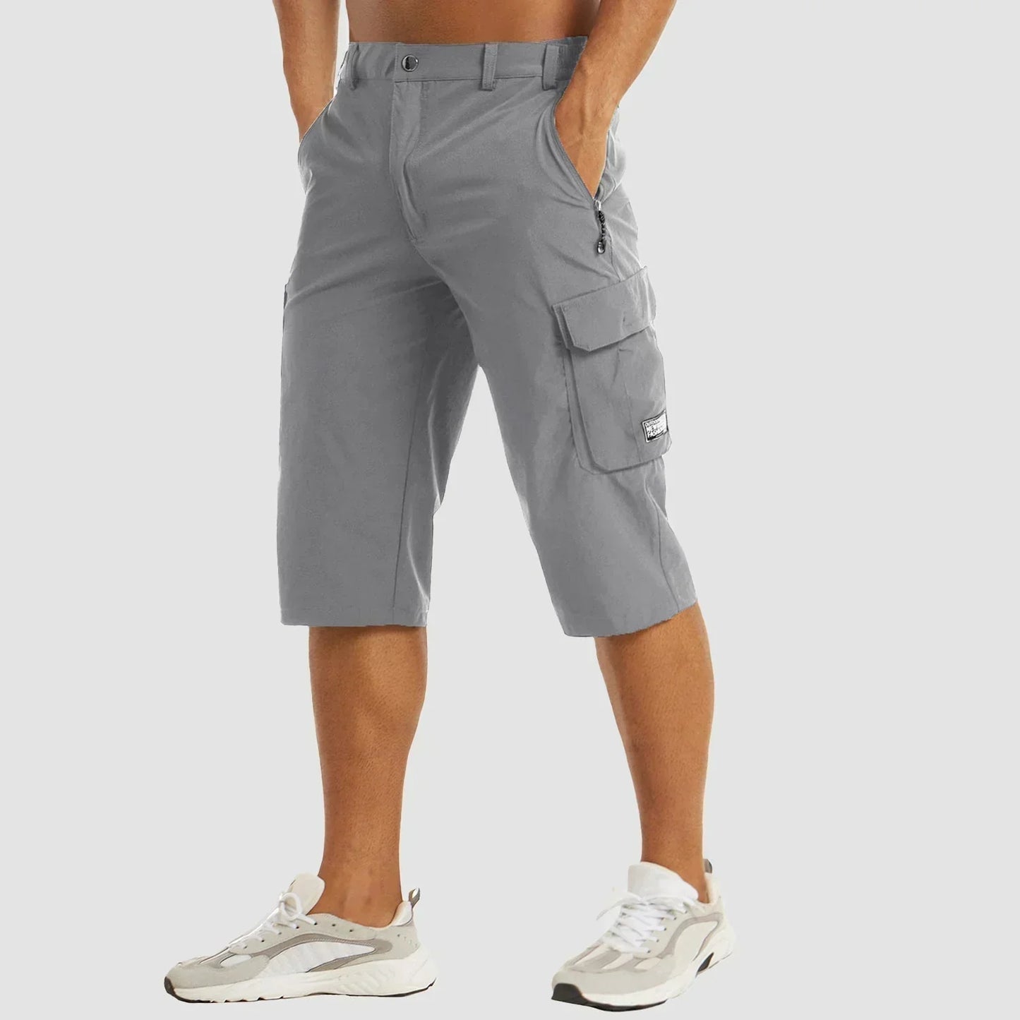Herren Cargo-Hosen | Casual | Taschen | Cargo-Shorts | Herrenhosen-Hellgrau-M-Chaps Herrenmode
