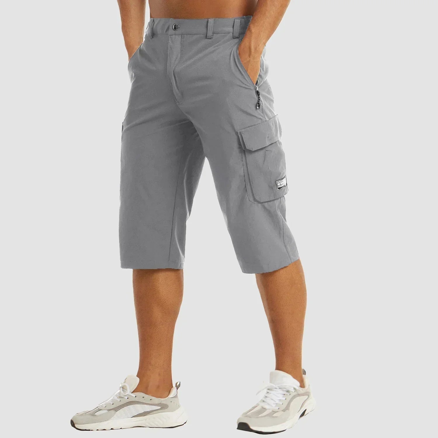 Herren Cargo-Hosen | Casual | Taschen | Cargo-Shorts | Herrenhosen-Hellgrau-M-Chaps Herrenmode