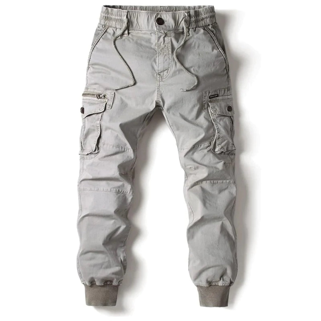 Herren-Cargohosen | Kordelzug | Taschen | Cargohosen | Herrenhosen-Hellgrau-29-Chaps Herrenmode