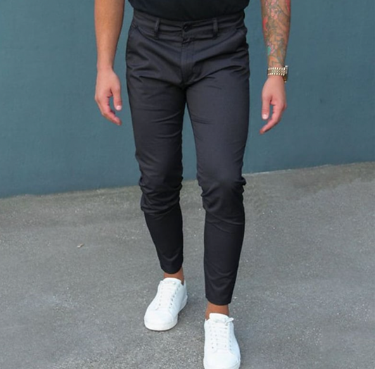 Herren-Chinos – Lässige, dehnbare Chino-Hose mit schmaler Passform-Schwarz-XS-Chaps Herrenmode