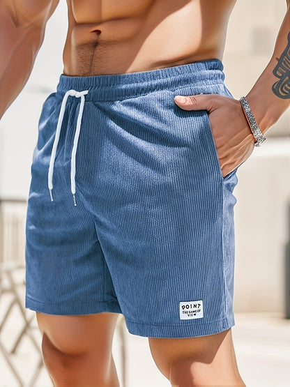 Herren-Cordshorts | Cord | Elastischer Bund | Shorts für den Sommer | Herren-Shorts-Blau-S-Chaps Herrenmode