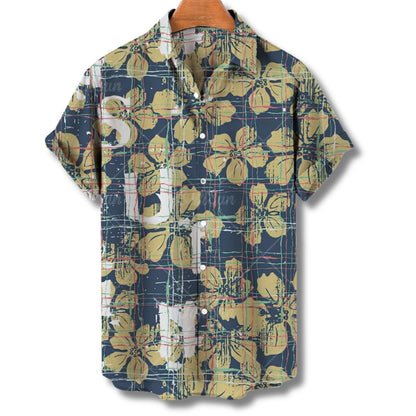 Herren Hawaiihemd Kurzarm | Tropisches Sommerhemd Blumen-Grün-S-Chaps Herrenmode