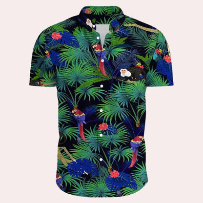Herren Hawaiihemd bunt | Trendiges Sommerhemd Blumenmuster-Blau-S-Chaps Herrenmode
