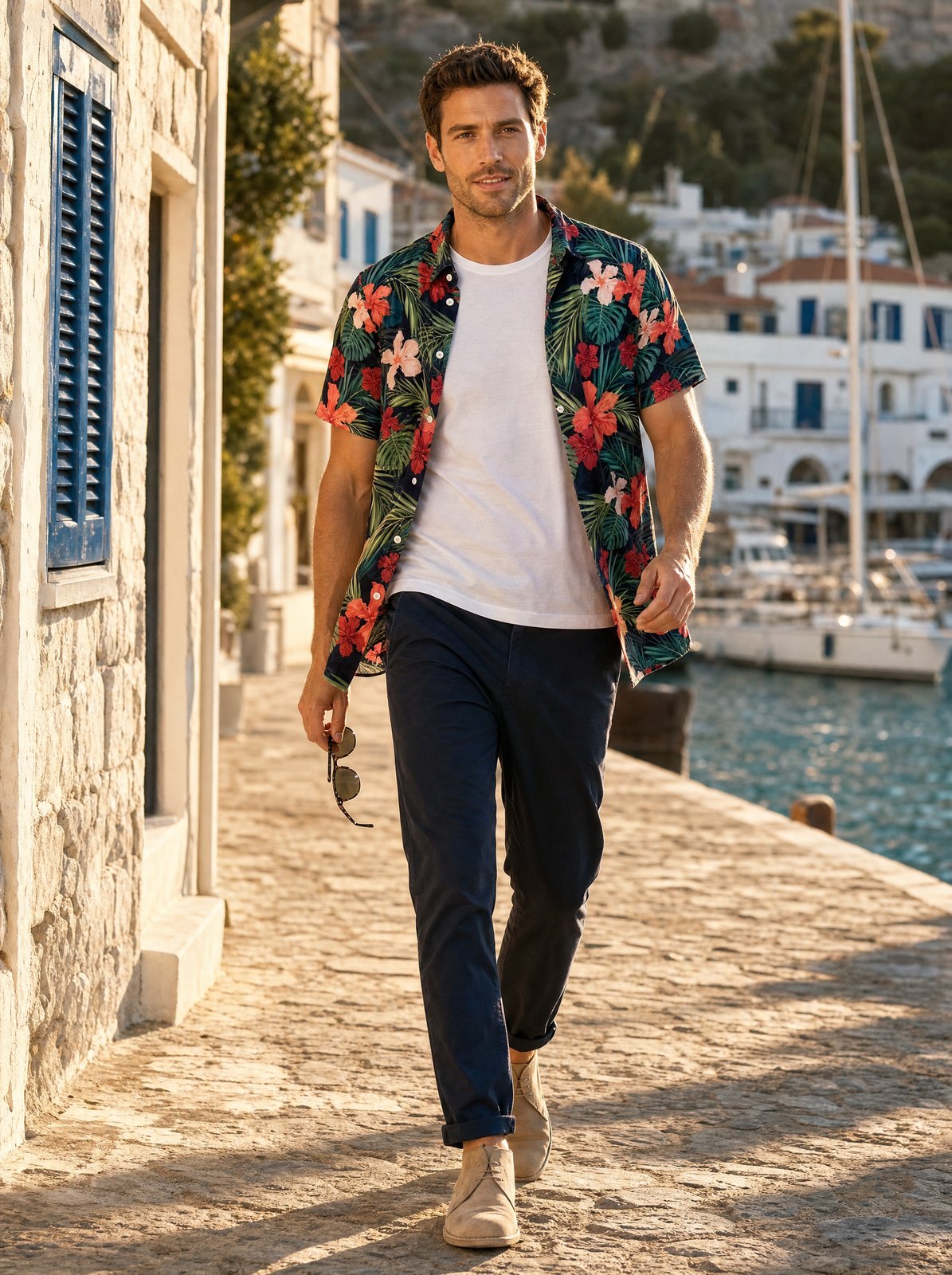Herren Hawaiihemd bunt | Trendiges Sommerhemd Blumenmuster-Chaps Herrenmode