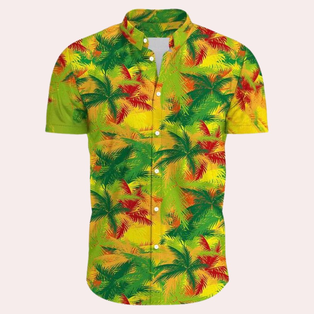 Herren Hawaiihemd bunt | Trendiges Sommerhemd Blumenmuster-Grün-S-Chaps Herrenmode