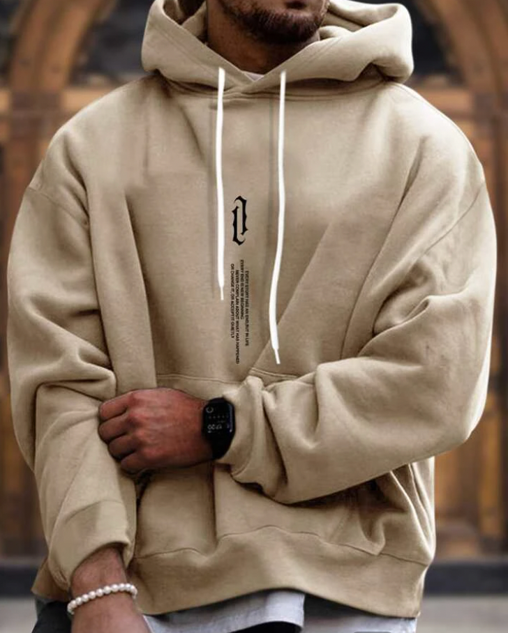Herren Hoodie - Gemütlich - Lose Passform - Pullover Hoodie - Herrenbekleidung-Beige-XS-Chaps Herrenmode