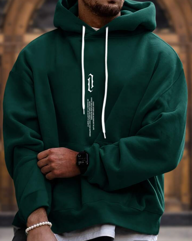 Herren Hoodie - Gemütlich - Lose Passform - Pullover Hoodie - Herrenbekleidung-Grün-XS-Chaps Herrenmode