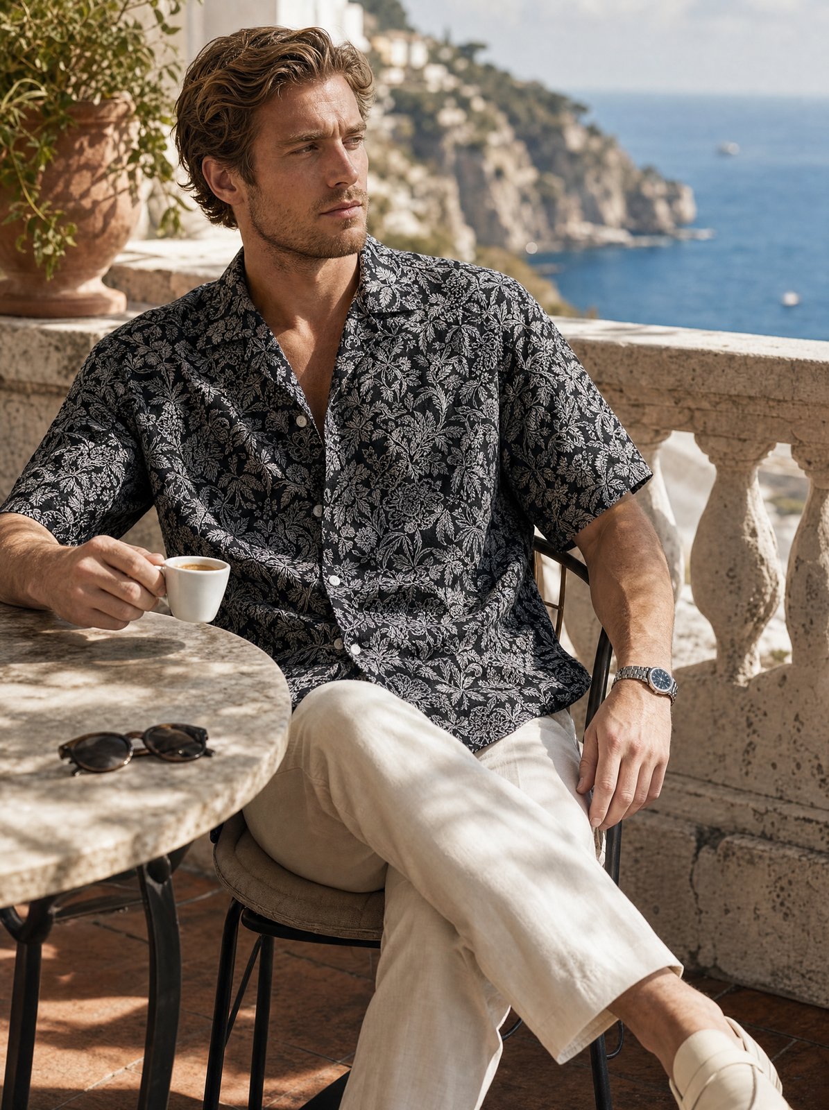 Herren Kurzarmhemd floral | Lässiges Sommerhemd Blumen-Chaps Herrenmode