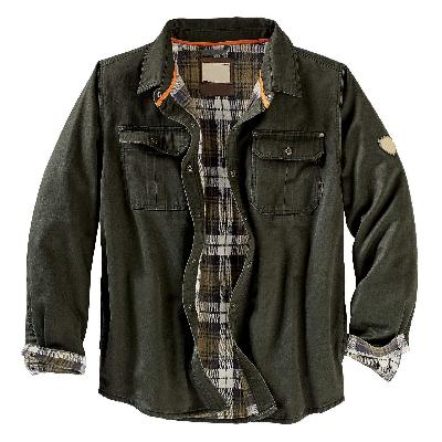 Herren-Overshirt – Lässig – Mit Knöpfen – Jeanshemd – Hemdjacke-Armeegrün-M-Chaps Herrenmode