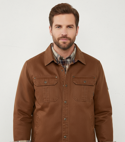 Herren-Overshirt – Lässig – Mit Knöpfen – Jeanshemd – Hemdjacke-Chaps Herrenmode