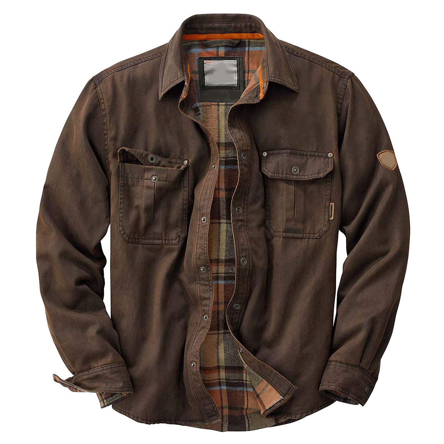 Herren-Overshirt – Lässig – Mit Knöpfen – Jeanshemd – Hemdjacke-Kaffee-M-Chaps Herrenmode