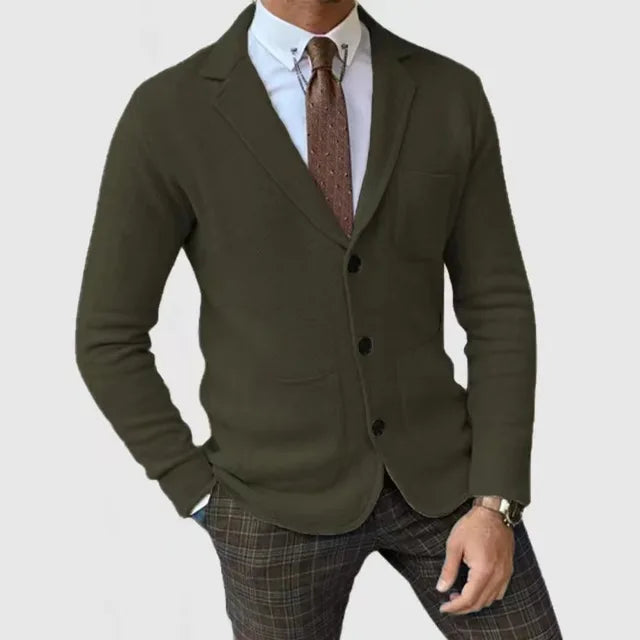 Herren-Strickjacke – Taschen – V-Ausschnitt – Knopfleiste – Strickjacke-Chaps Herrenmode