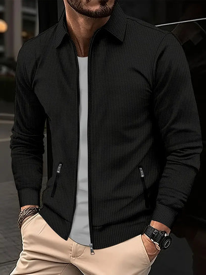 Herren-Sweatshirt mit Reißverschluss – durchgehend – Taschen – Reißverschluss – Herrenjacke-Schwarz-S-Chaps Herrenmode