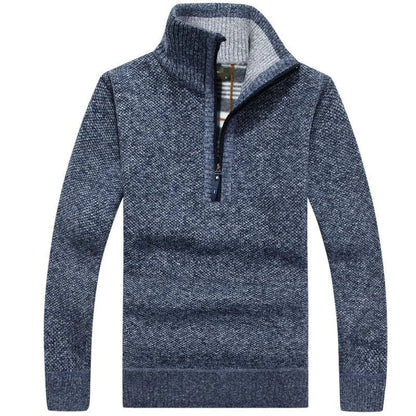 Herren-Sweatshirt mit halbem Reißverschluss | Strickpullover | Herren-Sweatshirt mit viertel Reißverschluss | Winterkleidung-Blau-XS-Chaps Herrenmode