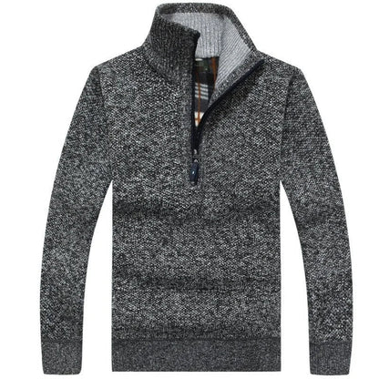 Herren-Sweatshirt mit halbem Reißverschluss | Strickpullover | Herren-Sweatshirt mit viertel Reißverschluss | Winterkleidung-Dunkelgrau-XS-Chaps Herrenmode