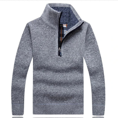 Herren-Sweatshirt mit halbem Reißverschluss | Strickpullover | Herren-Sweatshirt mit viertel Reißverschluss | Winterkleidung-Hellgrau-XS-Chaps Herrenmode