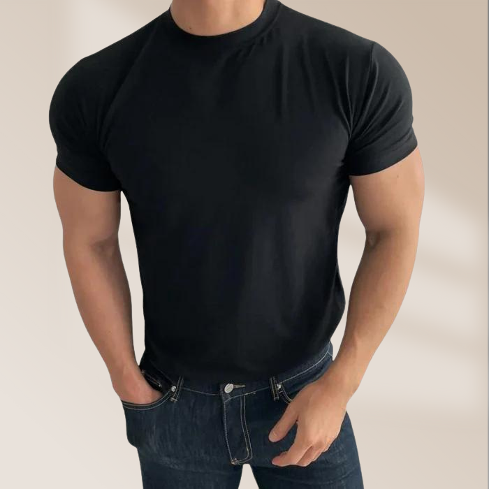 Herren T-Shirt Slim Fit | Basic Rundhalsshirt aus Baumwolle-Schwarz-XS-Chaps Herrenmode