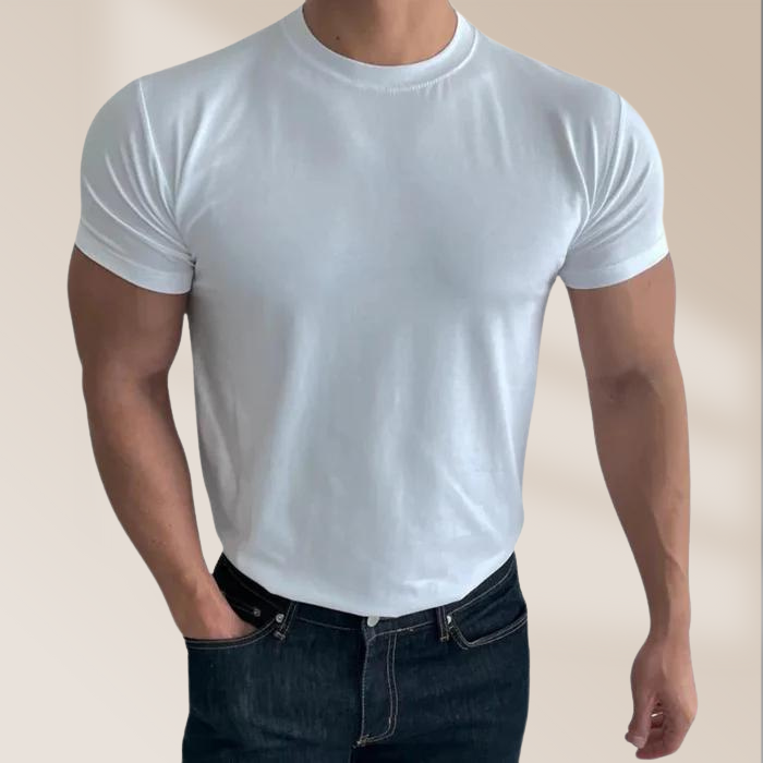 Herren T-Shirt Slim Fit | Basic Rundhalsshirt aus Baumwolle-Weiß-XS-Chaps Herrenmode