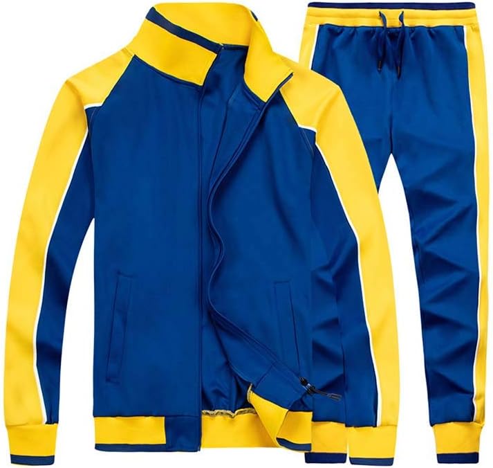 Herren-Trainingsanzug – Sportliches Set aus Jacke mit Reißverschluss und Trainingshose-Blau-S-Chaps Herrenmode