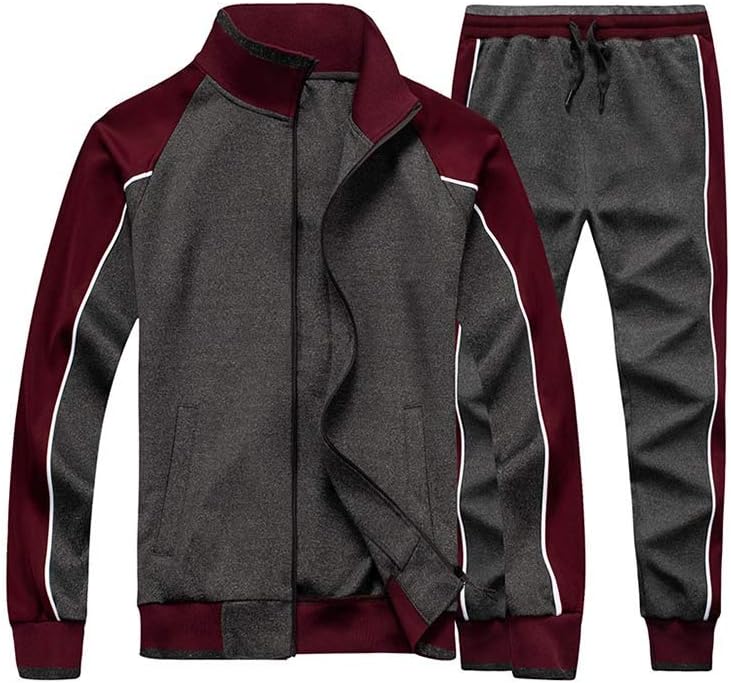 Herren-Trainingsanzug – Sportliches Set aus Jacke mit Reißverschluss und Trainingshose-Grau-S-Chaps Herrenmode