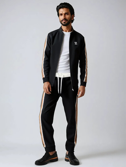 Herren-Trainingsanzug – mit Reißverschluss – gestreift – Jogginganzug – zweiteiliges Set-Chaps Herrenmode