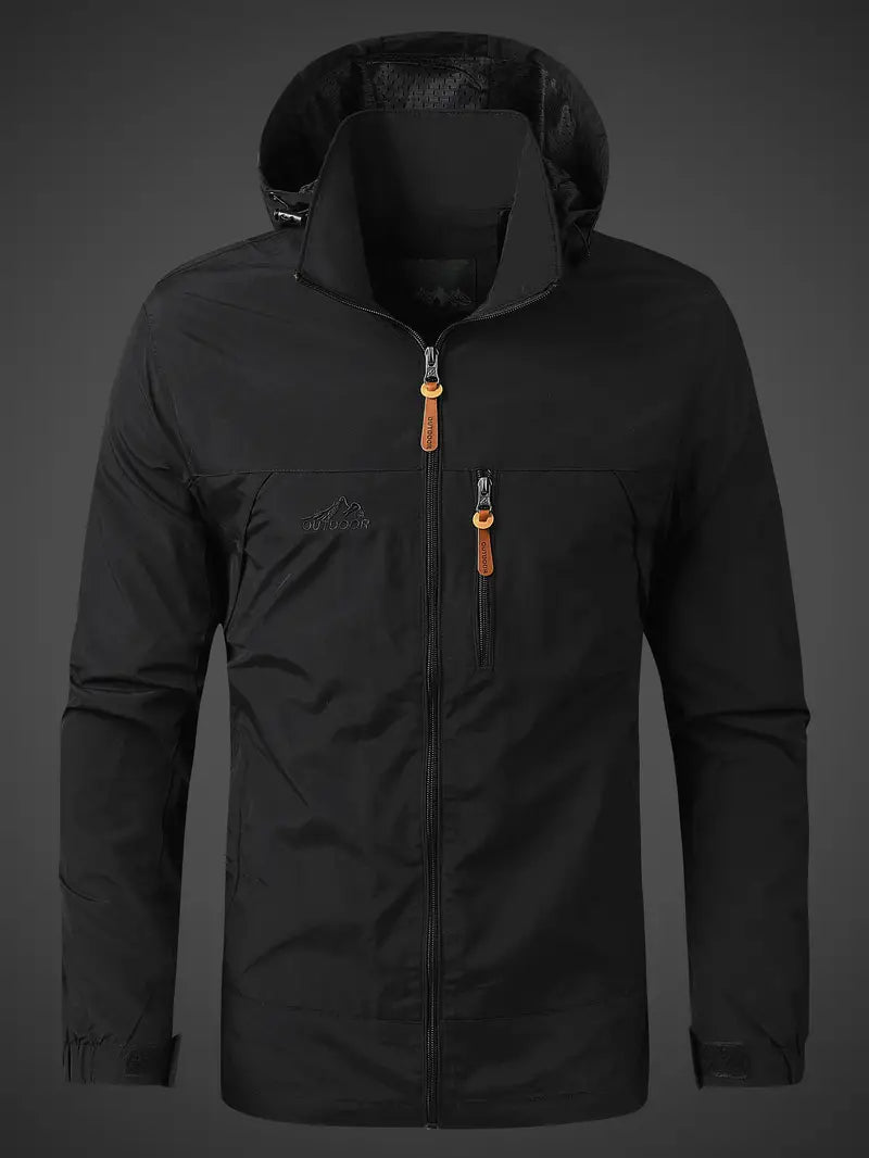 Herren-Windjacke – mit Kapuze – Outdoor – wasserdichte Jacke – Windjacke-Marineblau-S-Chaps Herrenmode