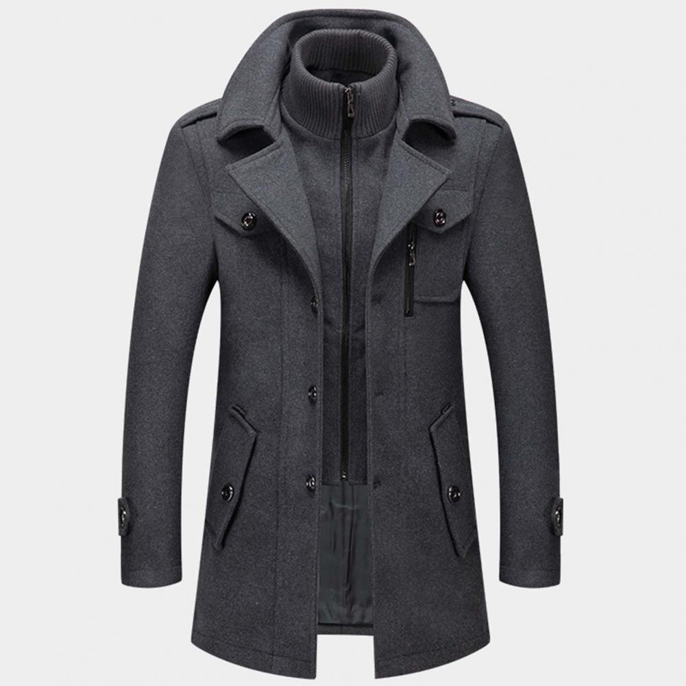 Herren Wollmantel | Einreihig | Zip-Up | Wollmantel | Herren Winterjacken-Grau-M-Chaps Herrenmode