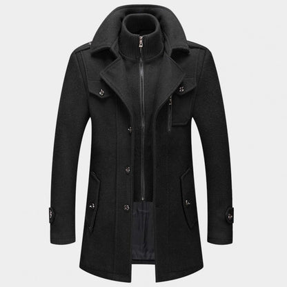 Herren Wollmantel | Einreihig | Zip-Up | Wollmantel | Herren Winterjacken-Schwarz-M-Chaps Herrenmode