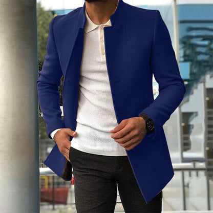 Herrenblazer – Einreihig – Halblang – Blazerjacke – Woll-Trenchcoat-Blau-S-Chaps Herrenmode