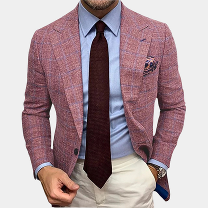 Herrenblazer | Stilvoll | Einreihig | Anzugjacke | Herrenbekleidung-Rot-M-Chaps Herrenmode