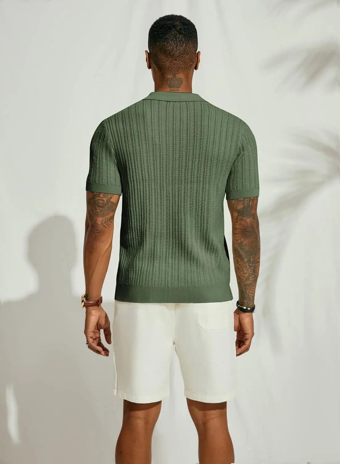 Herrenhemd - Gestrickt - Kurzarm - Sweater T-Shirt - Button-Up Shirt-Chaps Herrenmode