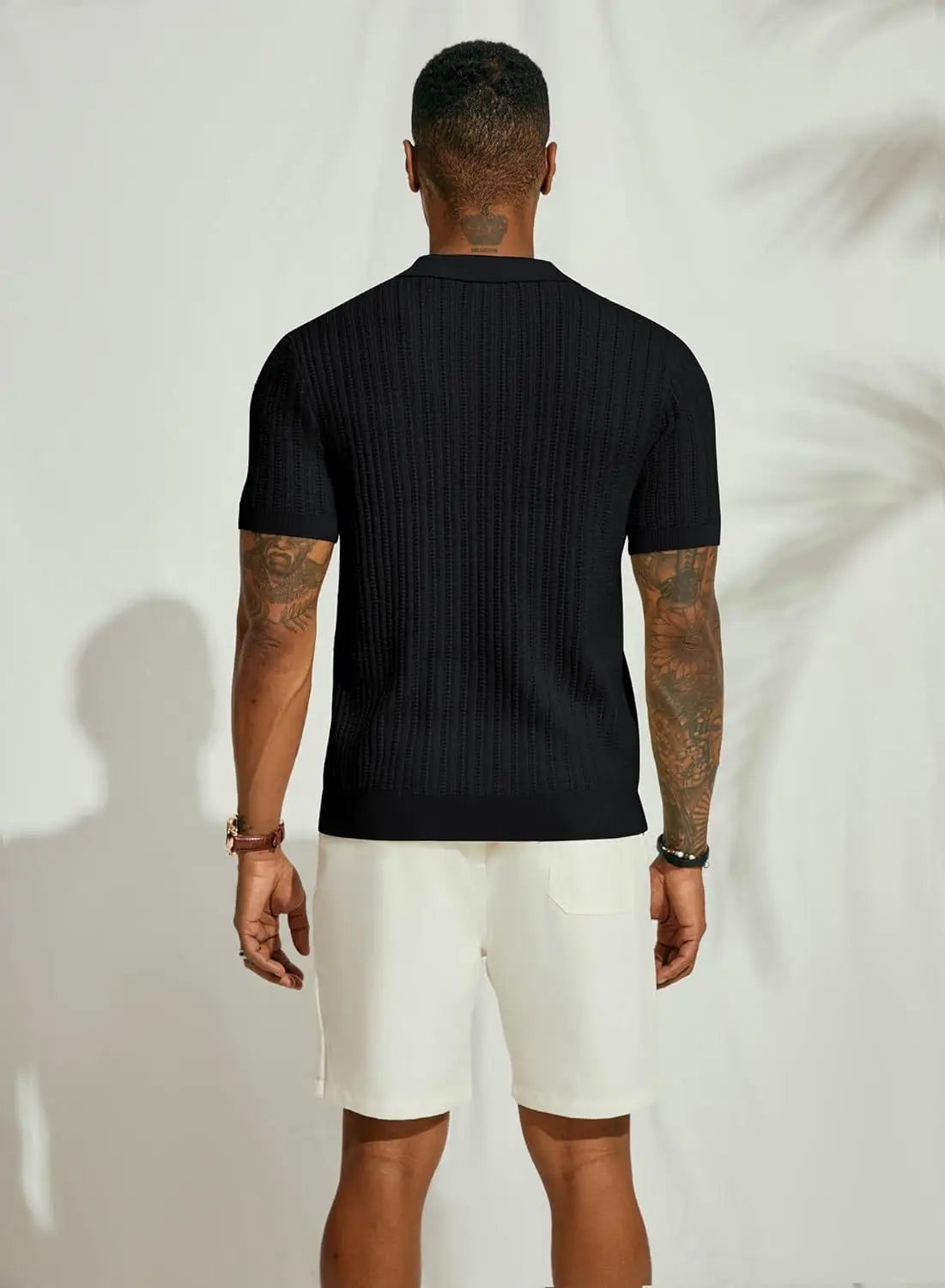 Herrenhemd - Gestrickt - Kurzarm - Sweater T-Shirt - Button-Up Shirt-Chaps Herrenmode