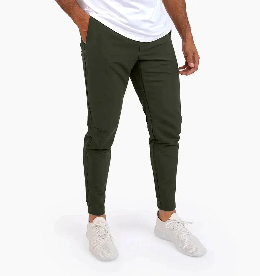 Herrenhosen - Kordelzug - Elastische Taille - Stretchhosen - Slim Fit Jogger-Jäger Grün-XS-Chaps Herrenmode