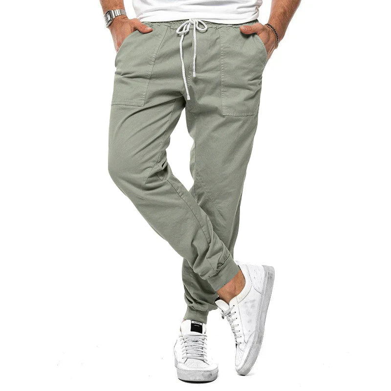 Herrenhosen | Kordelzug | Taschen | Jogger | Freizeithosen-Grün-XS-Chaps Herrenmode