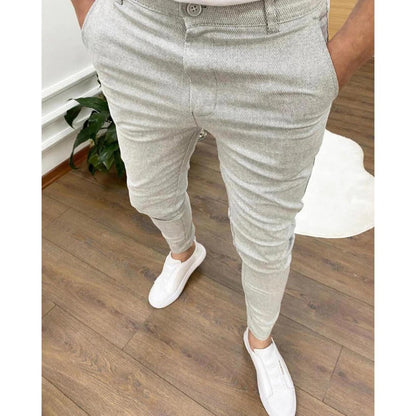 Herrenhosen - Stretch - Slim Fit - Chinos - lässige Anzughosen-Hellgrau-S-Chaps Herrenmode