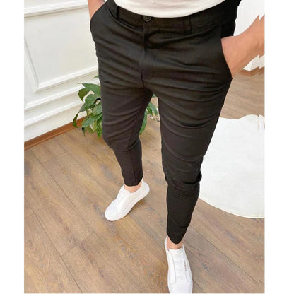 Herrenhosen - Stretch - Slim Fit - Chinos - lässige Anzughosen-Schwarz-S-Chaps Herrenmode