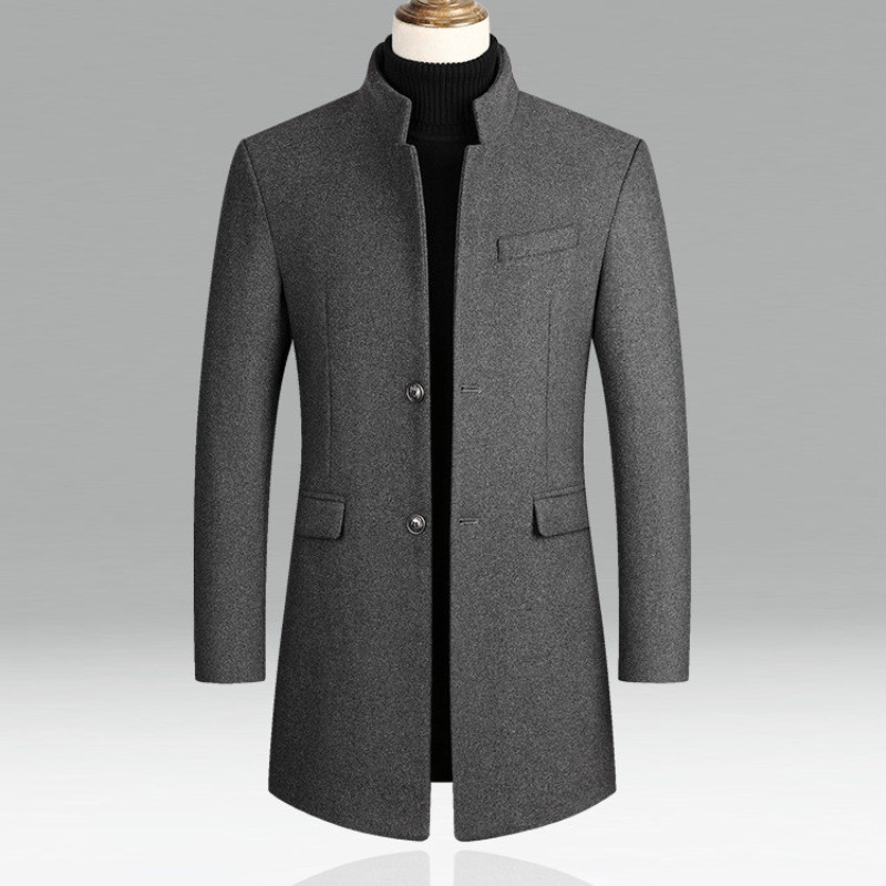 Herrenjacke – Einreihig – Stilvoll – Winterjacke – Wolljacke-Grau-M-Chaps Herrenmode