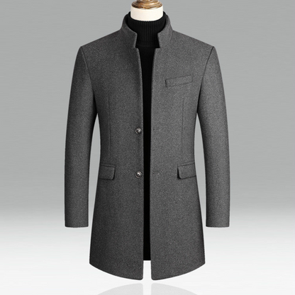 Herrenjacke – Einreihig – Stilvoll – Winterjacke – Wolljacke-Grau-M-Chaps Herrenmode