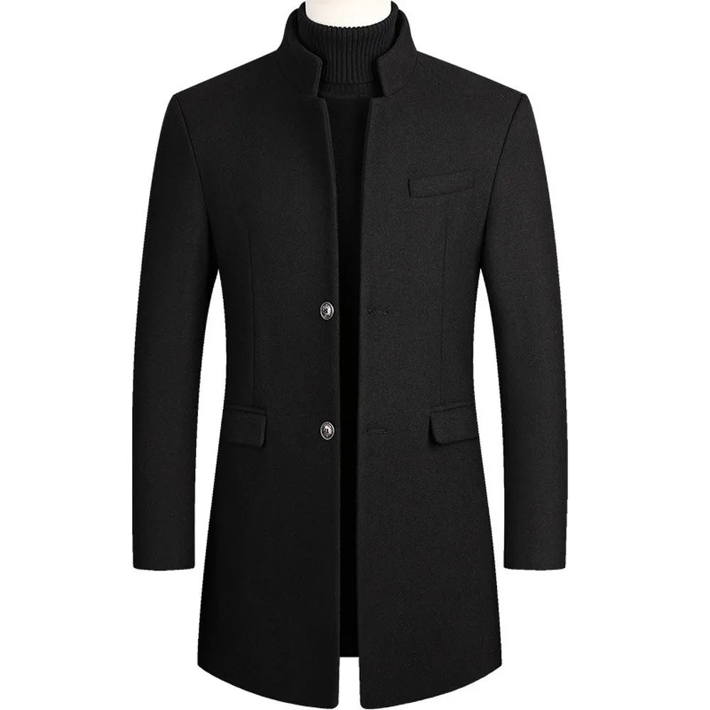 Herrenjacke – Einreihig – Stilvoll – Winterjacke – Wolljacke-Schwarz-M-Chaps Herrenmode